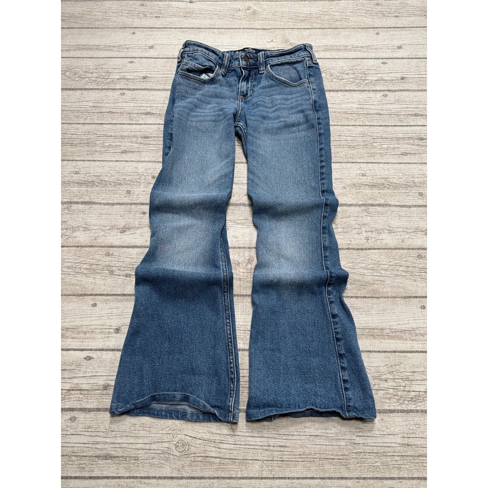 Hollister Jeans Women's 0 Blue Low Rise Flare Denim Vintage Stretch Medium Wash